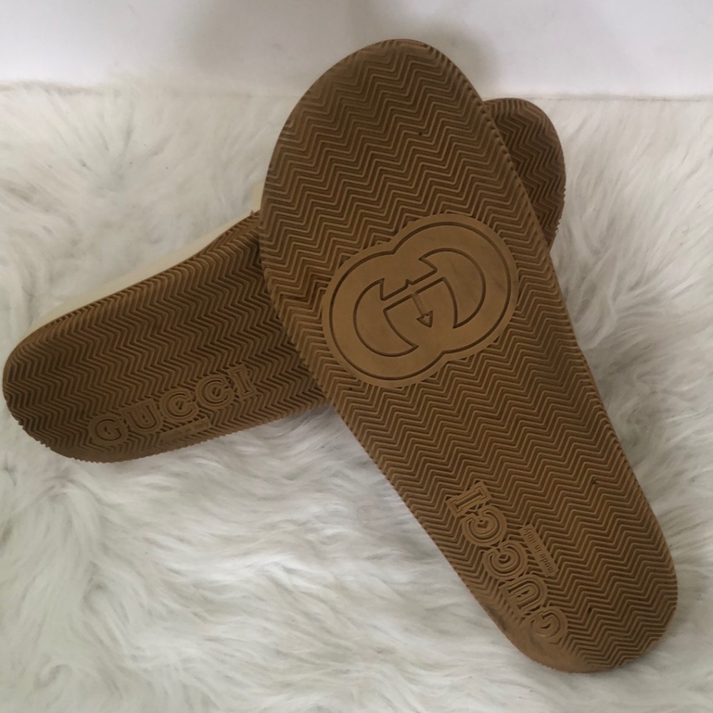 Gucci AUTHENTICATED Cream Slide Sandal Flip Flops Shoes - Men's Size 11 - Picture 6 of 8